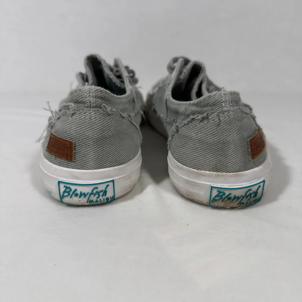 Blowfish Malibu Marley Grey Distressed Canvas Slip On Sneakers Womens Size 8